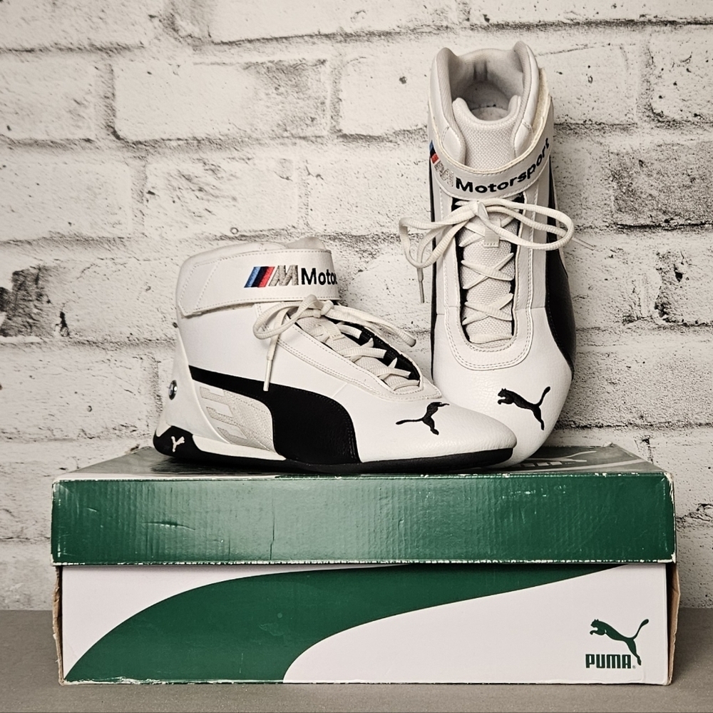 Puma BMW Motorsport Future Cat Mid Driving Shoes Mens 10.5 White